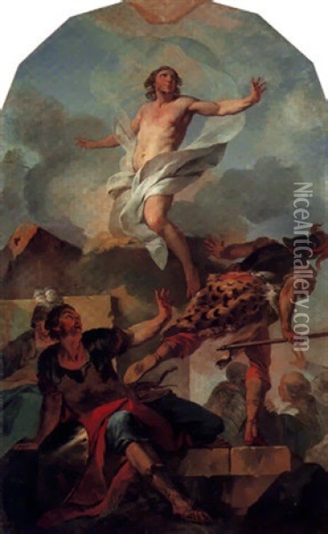 Le Christ Sortant Du Tombeau Oil Painting - Jean Baptiste Marie Pierre