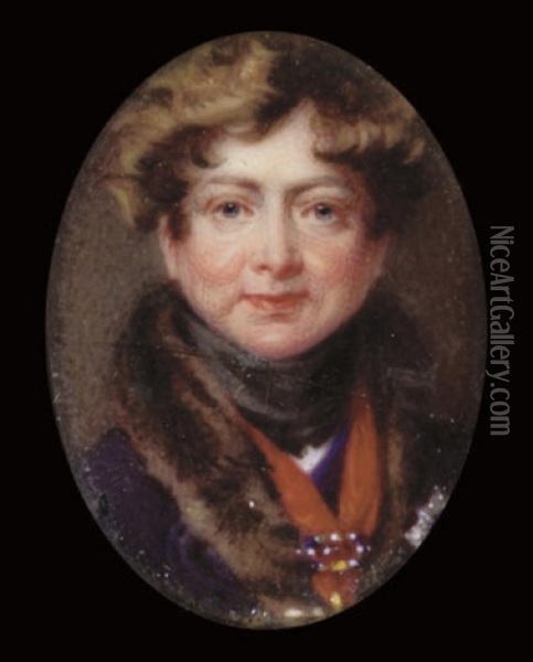 King George Iv When Prince Regent In Fur-bordered Blue Coat Oil Painting - Henry Bone