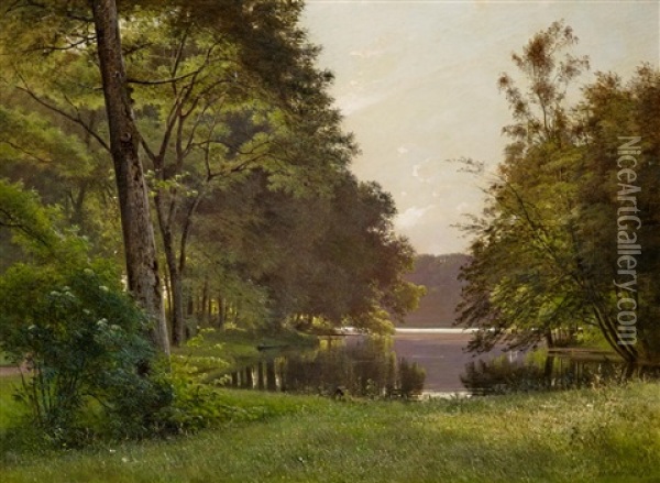 Sommerliche Seenlandschaft Oil Painting - Frederik Niels Martin Rohde
