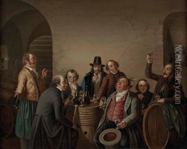 Die Weinverkostung Oil Painting - Peter Michael Bohun