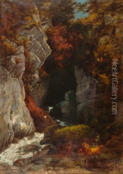 Blick Auf Die Gorges De Moutier Oil Painting - Jakob Lorenz Ruedisuehli