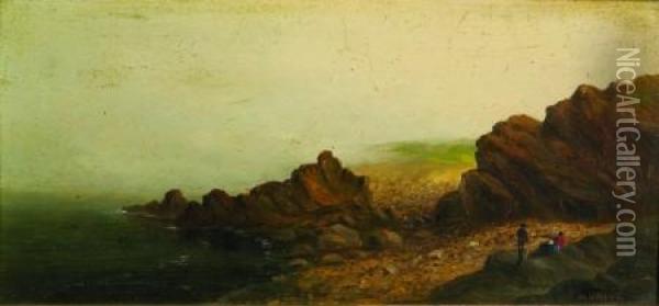 Figures By The Shore Oil Painting - Wesley Webber