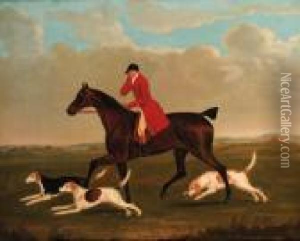 A Huntsman On A Brown Hunter With Hounds Oil Painting - John Nost Sartorius