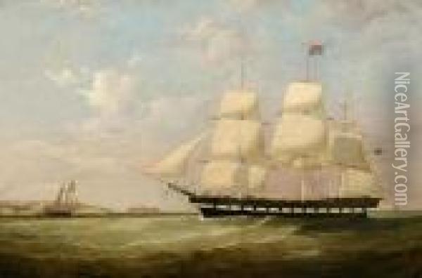 The Packet Ship Oil Painting - Samuel Walters