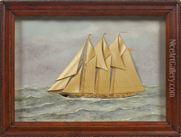 Schooner Oil Painting - Thomas H. Willis