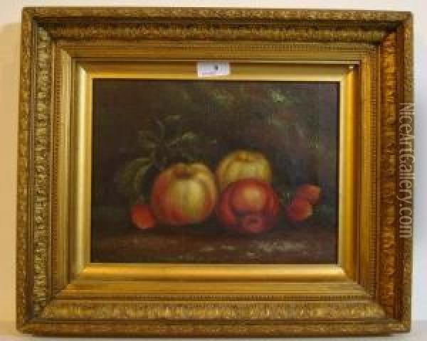 Still Life With Quince, Apple And Strawberries Oil Painting - Edwin Steele