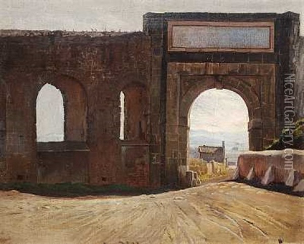 Porta Furba. Port Gennem Vandledning Oil Painting - Theodor Philipsen