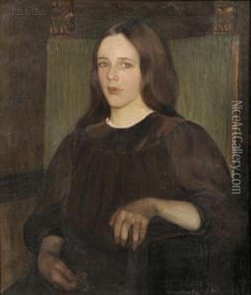 Portrait Of Miss Kinsman, Newburyport, Massachusetts Oil Painting - Angelica Schuyler Patterson