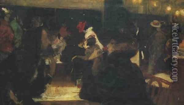 Parisian Cafe (Cafe d'Arcourt) Oil Painting - Wojciech Weiss