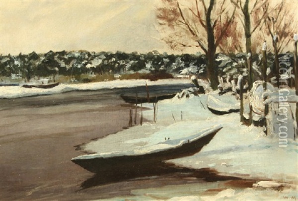Snowy Bank Oil Painting - Vartan Makokian
