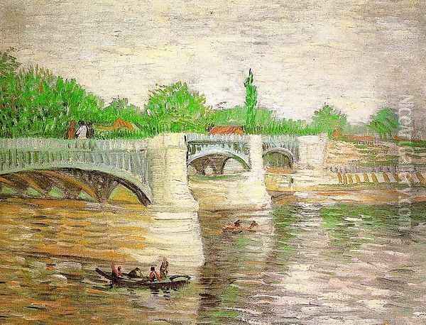 The Seine with the Pont de Clichy Oil Painting - Vincent Van Gogh