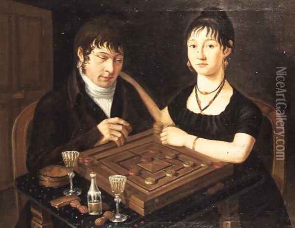 Portrait of Mr. and Mrs. Sutermeister Oil Painting - Anonymous Artist