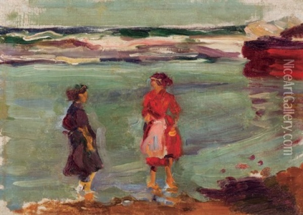 Mujeres En La Playa Oil Painting - Cecilio Pla