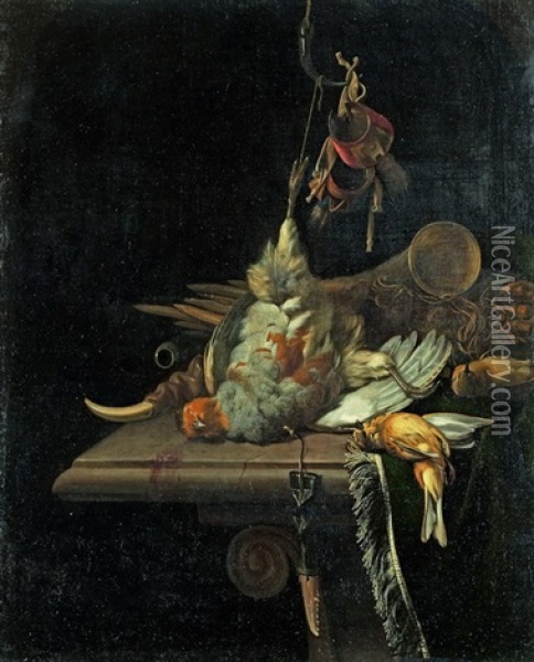 Jagdstillleben Oil Painting - Melchior de Hondecoeter