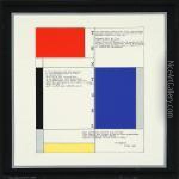 Neoplastic Composition With Poem Oil Painting - Piet Mondrian