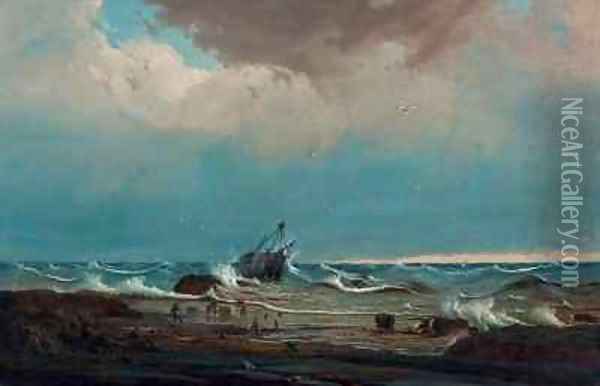 The Wreck of the 'George the Third' Oil Painting - Knud Geelmuyden Bull