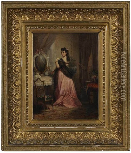 Woman At A Dressing Mirror Oil Painting - Jacques Louis Jules David