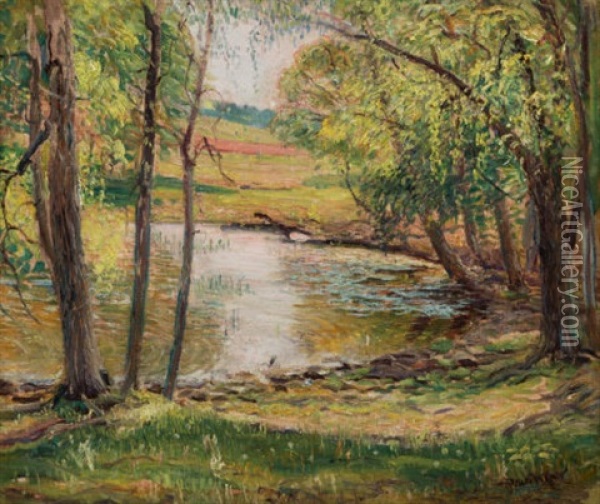 Woodland Scene, Circa 1919 Oil Painting - Joseph Kleitsch
