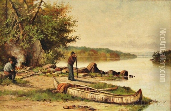 Sportsmen On A Maine River Oil Painting - Edward Burrill