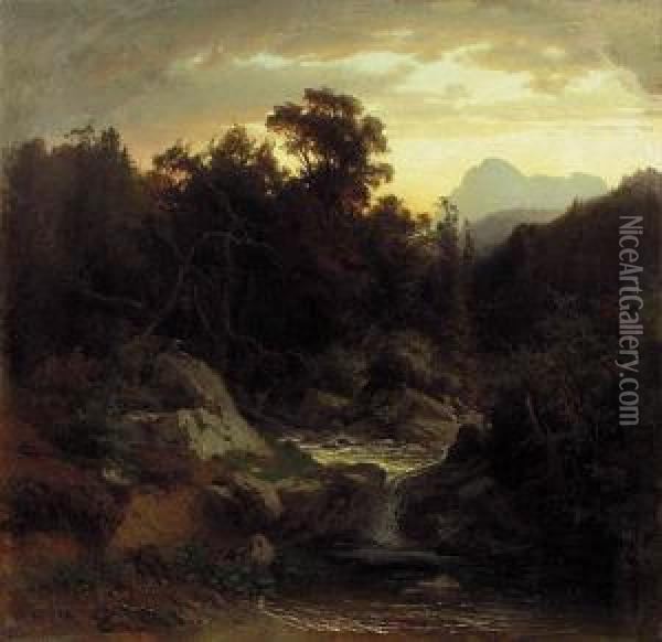 Pejzaz Romantyczny 1864 R. Oil Painting - Carl Julius Ludwig