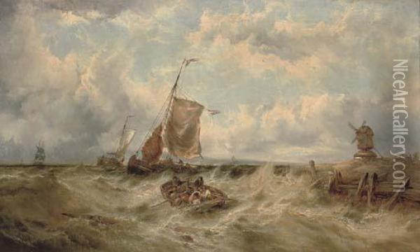 A Stiff Breeze Off The Low Countries Oil Painting - James Burrell
