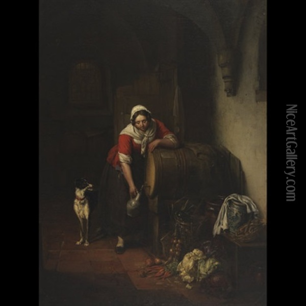 In The Wine Cellar Oil Painting - Elisabeth Alida van Haanen