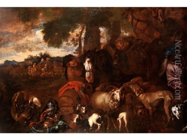 Die Heimfuhrung Rebekkas Zu Isaak Nach Kanaan Oil Painting - Giovanni Benedetto Castiglione