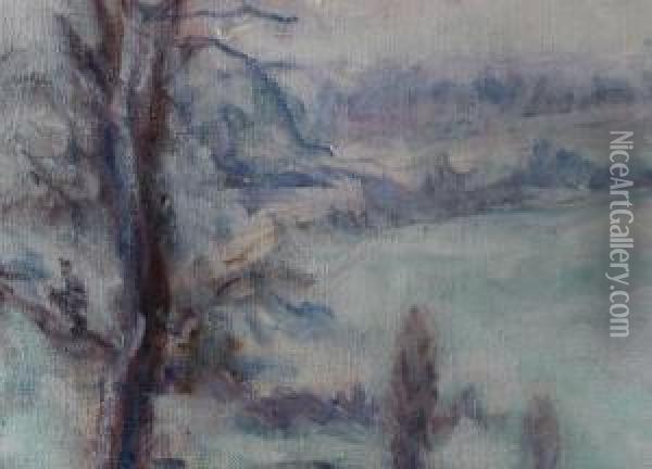 Winterlandschaft, Ca. 1917 Oil Painting - David Petrovich Sterenberg