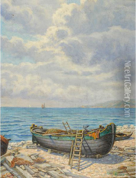 Marina Con Barca Oil Painting - Ernesto Croci