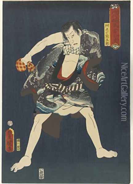 The Actor Ichikawa Kodanji IV as Subashiri no Kumagoro Oil Painting - Utagawa (Toyokuni III) Kunisada