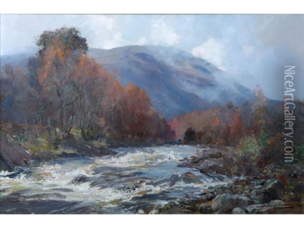 Autumn River Oil Painting - Archibald Kay