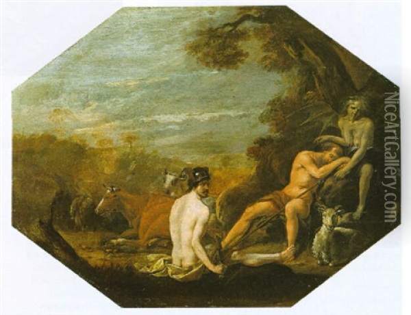 Mercury And Argus Oil Painting - Cornelis Saftleven