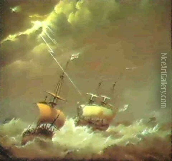 The Storm Oil Painting - Johannes Hermanus Koekkoek