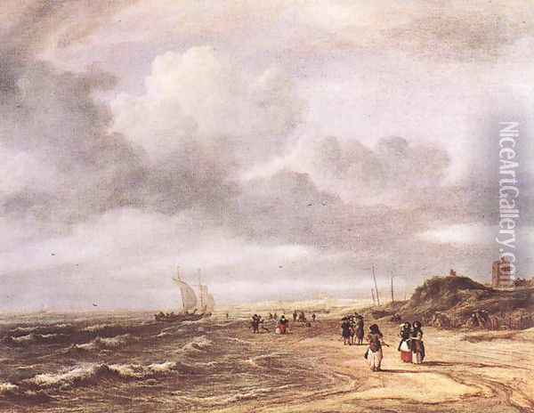 The Shore at Egmond-an-Zee c. 1675 Oil Painting - Jacob Van Ruisdael