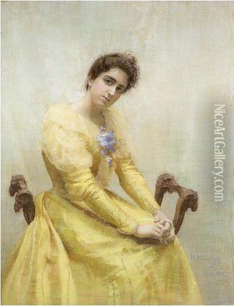Portrait Of A Lady Seated Oil Painting - Mary Helen Carlisle