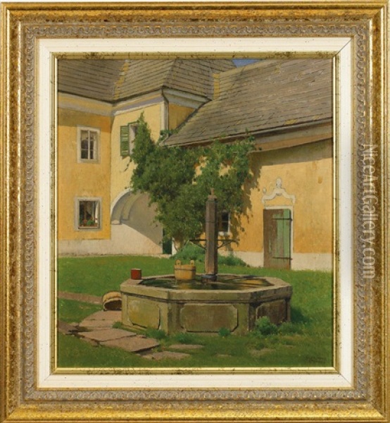 Pfarrhof In Grunau/oo Oil Painting - Ferdinand Brunner