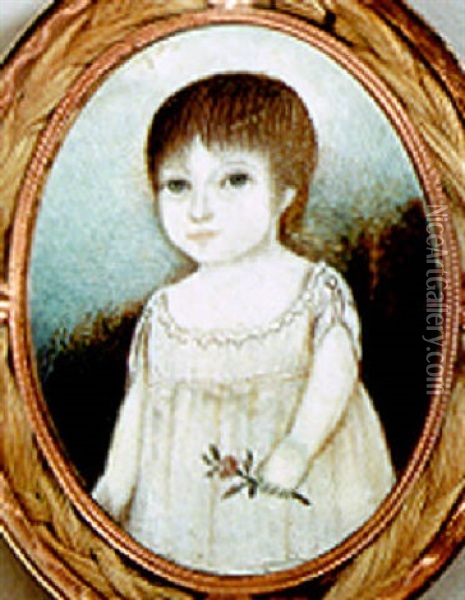 Portrait Of A Girl In A White Dress Oil Painting - John Brewster Jr.