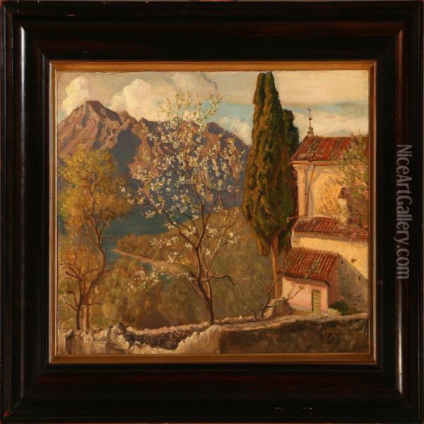 Italian Landscape Oil Painting - Gabriel Oluf Jensen
