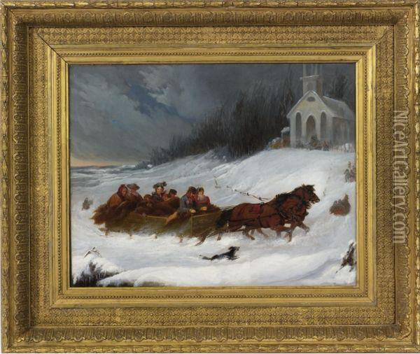 A Winter's Day Sleigh Ride Oil Painting - Tompkins Harrison Matteson