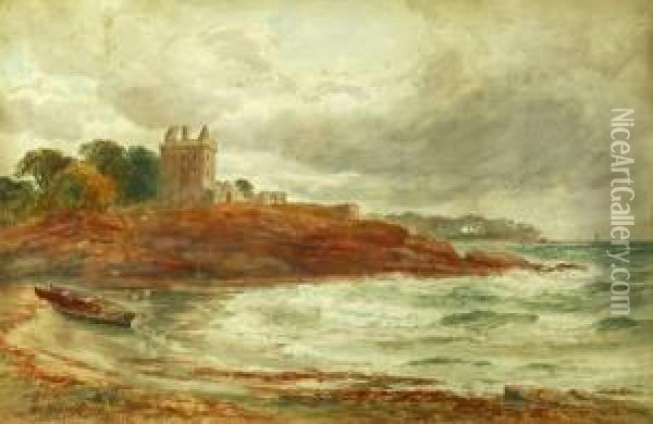 Castle Ruin By The Sea Oil Painting - Alexander Ballingall