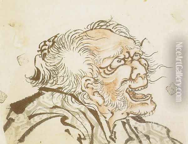 Head of an Old Man Oil Painting - Katsushika Hokusai