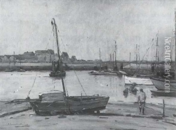 Segelboote Im Hafen Oil Painting - Wilhelm Hambuechen