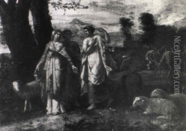 Muses In An Arcadian Landscape Oil Painting - Gaspard Dughet