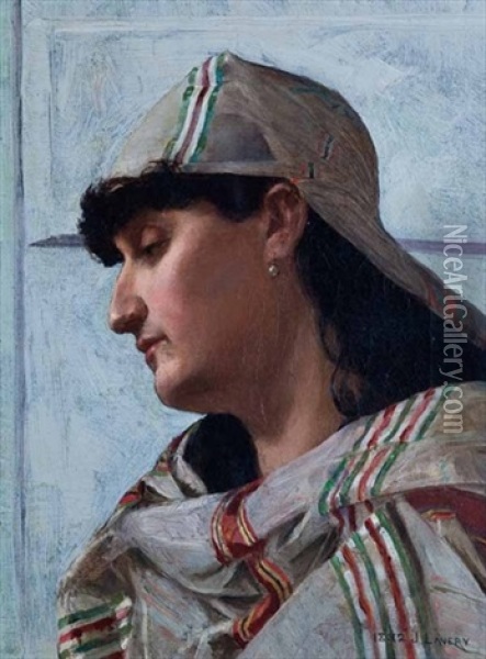 Woman In An Arab Headdress Oil Painting - John Lavery