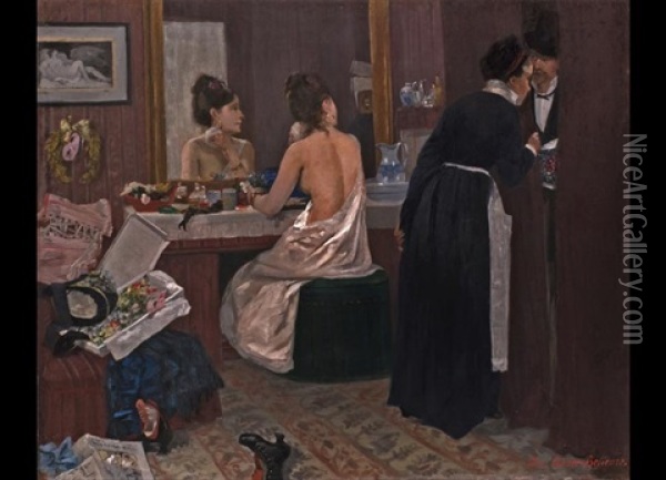 Herrenbesuch Bei Der Toilette Einer Dame Oil Painting - Pierre Carrier-Belleuse