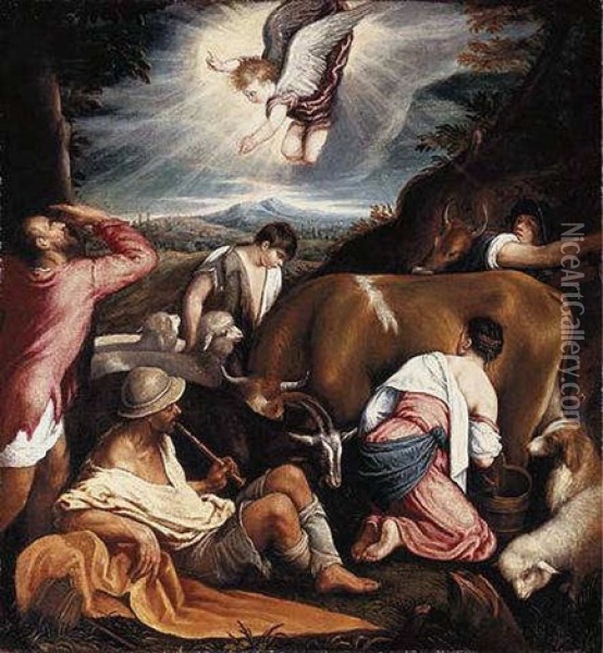 The Annunciation To The Shepherds Oil Painting - Jacopo dal Ponte Bassano