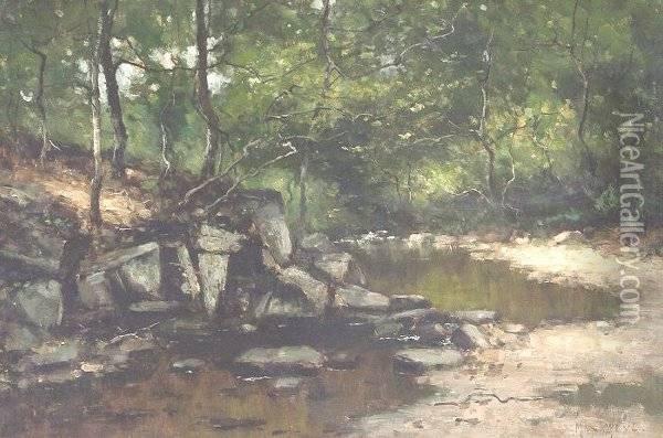 Max Weyl . Rock Creek Landscape Oil Painting - Max Weyl