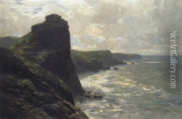 Steilkuste Am Antlantik Oil Painting - Erwin Carl Wilhelm Guenther