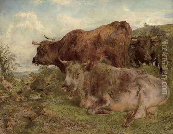 Highland cattle Oil Painting - William Huggins