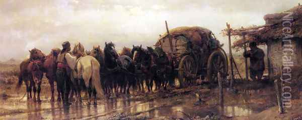 On The March 2 Oil Painting - Adolf Schreyer